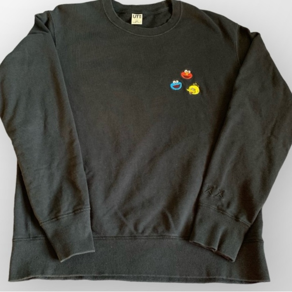 KAWS + Uniqlo Crewneck with Sesame Street heads embroidered design